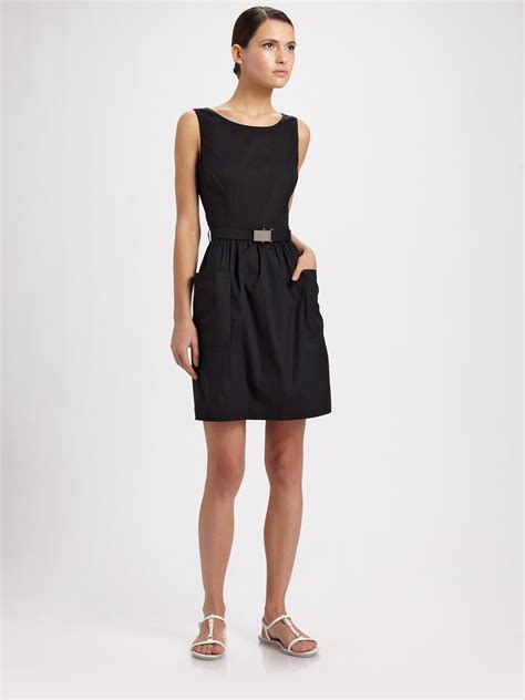 prada logo black dress|prada black dress sleeveless.